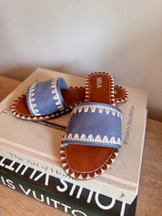 Blue and White Stitched MIA Sandals