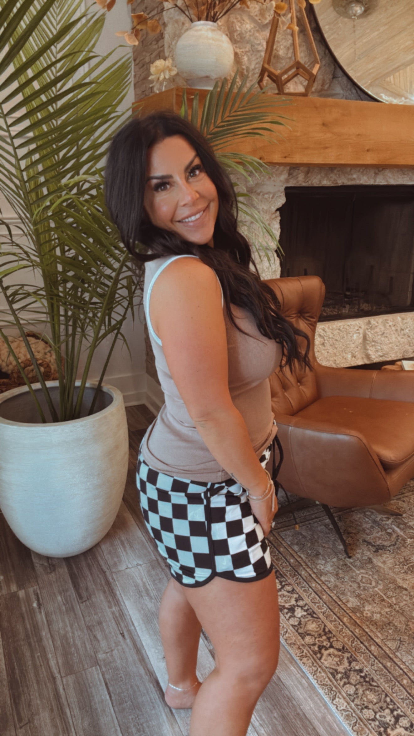 Everyday Black and White Checkered Shorts