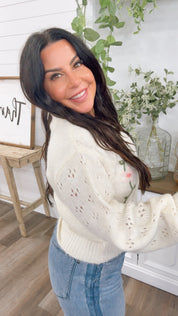 Ivory nad Floral Ultra Soft Knit Pol Sweater