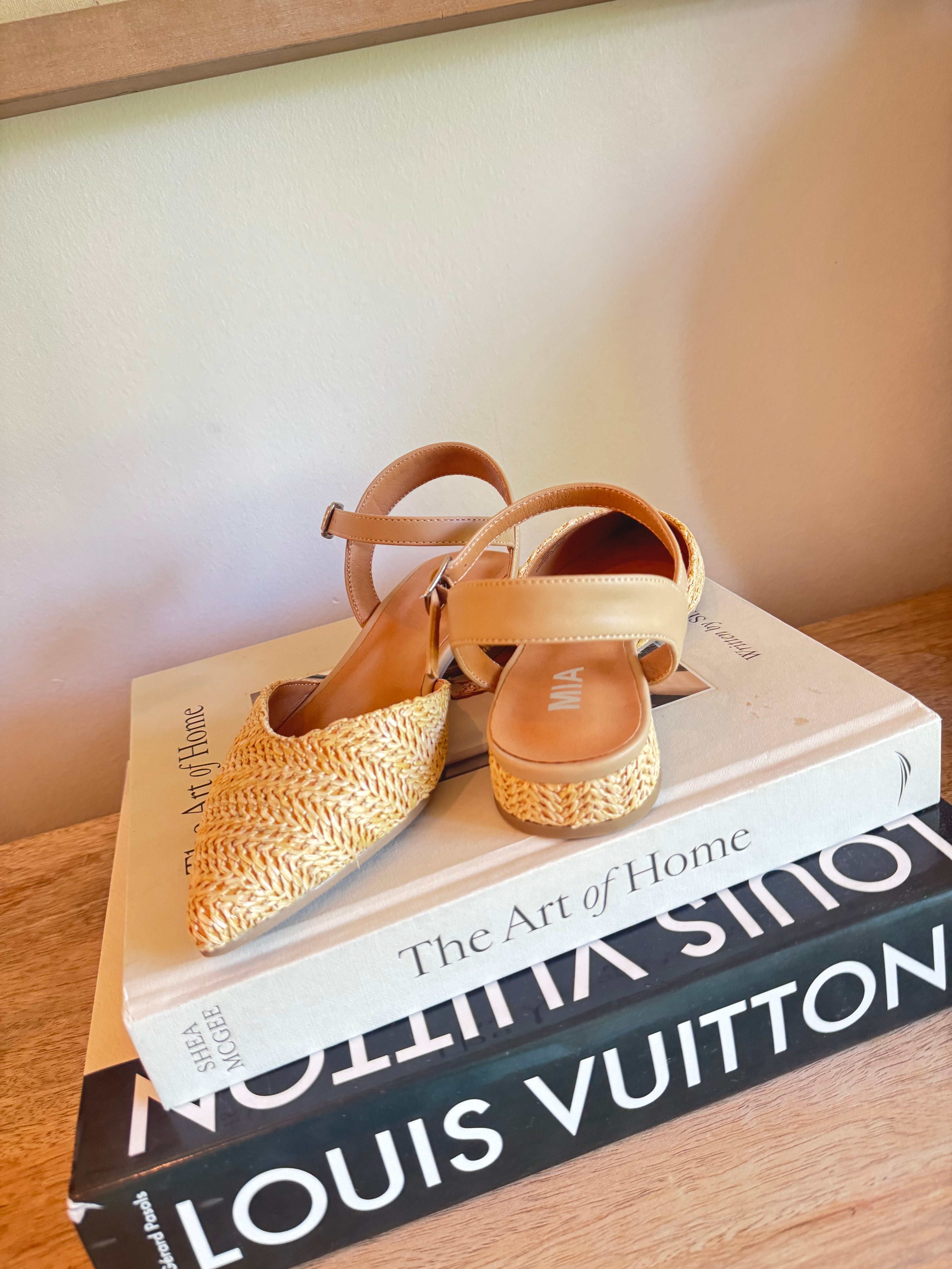 Mia Natural Woven Close Toe Heels