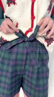 Flannel Pleat-Front Shorts