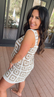 Cream And Taupe Crochet POL Tank