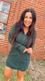 Cozy Regency Green Long Sleeve Ultra Soft Skort Romper