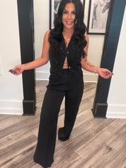 Diva Black Saprkle Vest and Pants Set