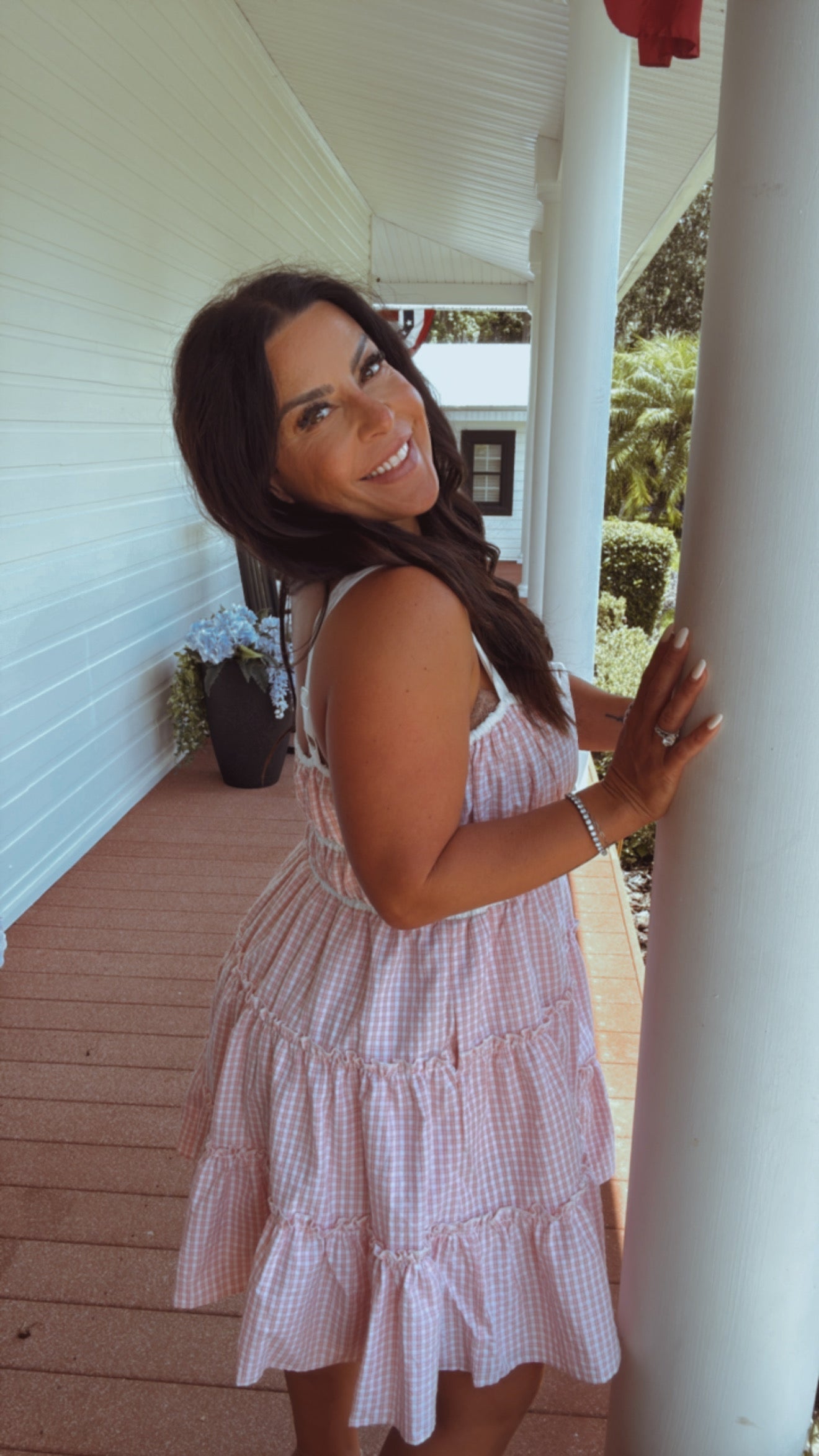 Pink and blush  Mini Ruffle Tiered Dress