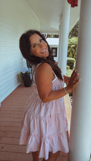 Pink and blush  Mini Ruffle Tiered Dress