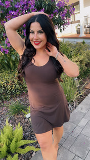 Espresso Brown Butter Soft Tank Skort Dress