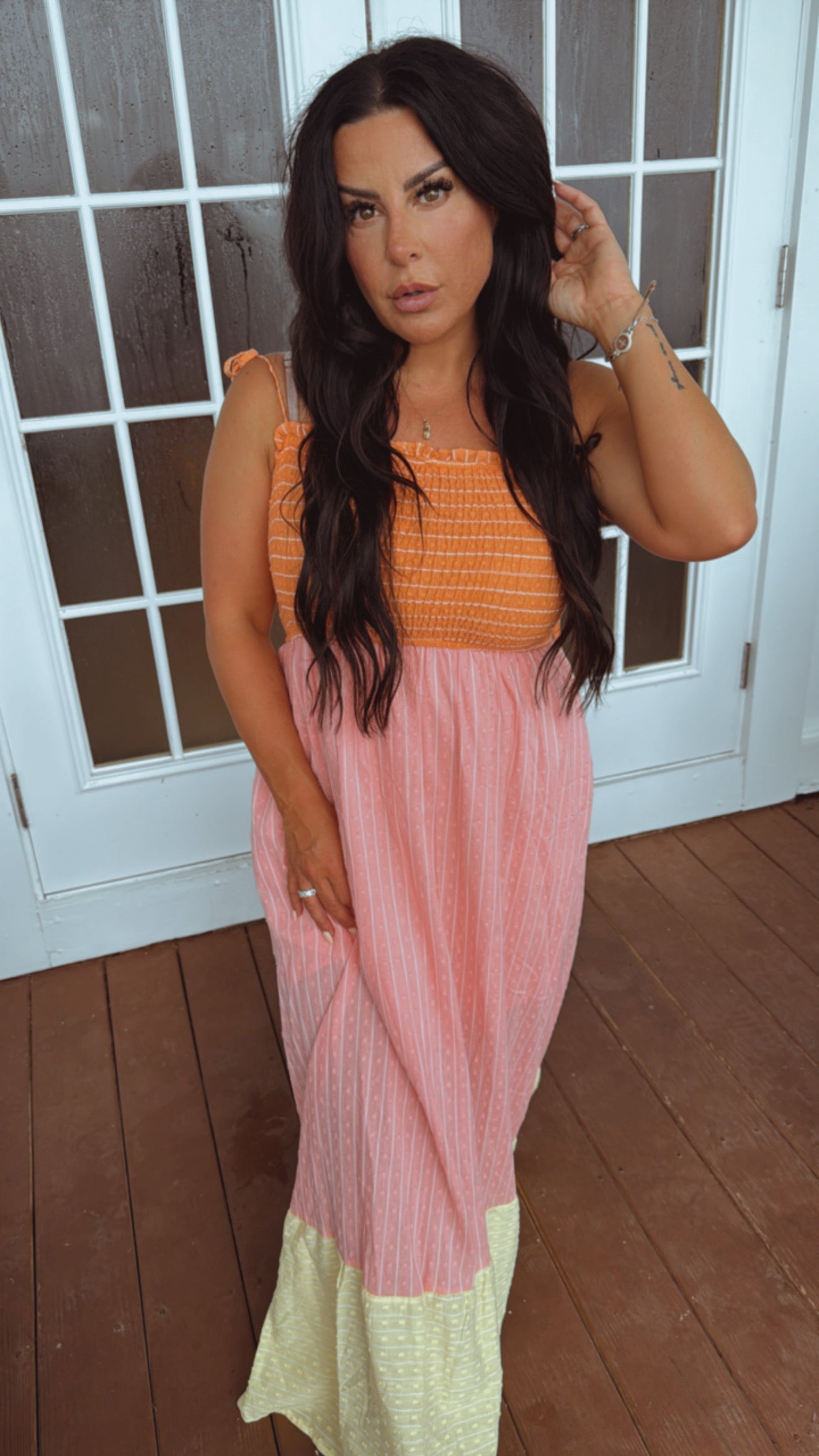 Orange Pink Yellow Maxi Dress