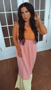 Orange Pink Yellow Maxi Dress