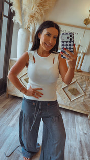 Stitch and CO Chic White Elevated Cut out Sleeveless Top