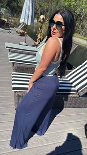 Heaven Soft Navy Blue Stretch Waist Loose Fit Joggers