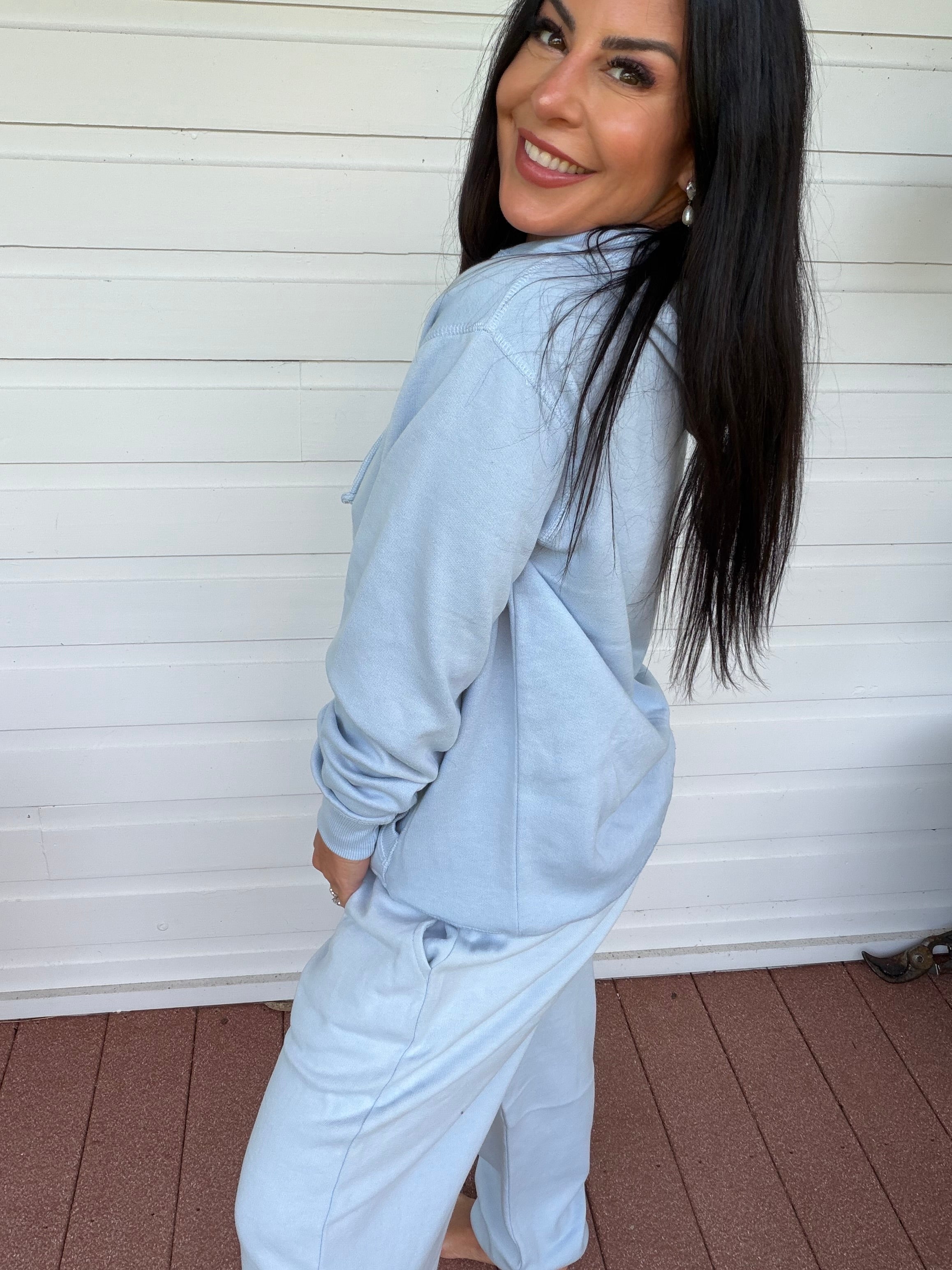 Ultra Soft Light Blue Vneck Hoodie