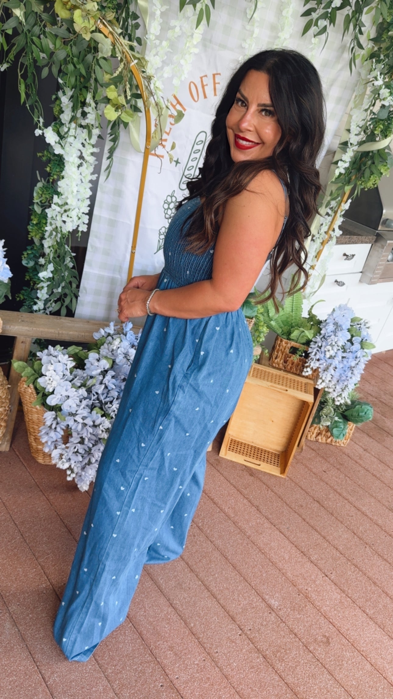 Denim and Hearts Smocked Bust Jumpsuit