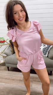 Ribbed and Ruffle Chic Pink Romper *Final Sale*