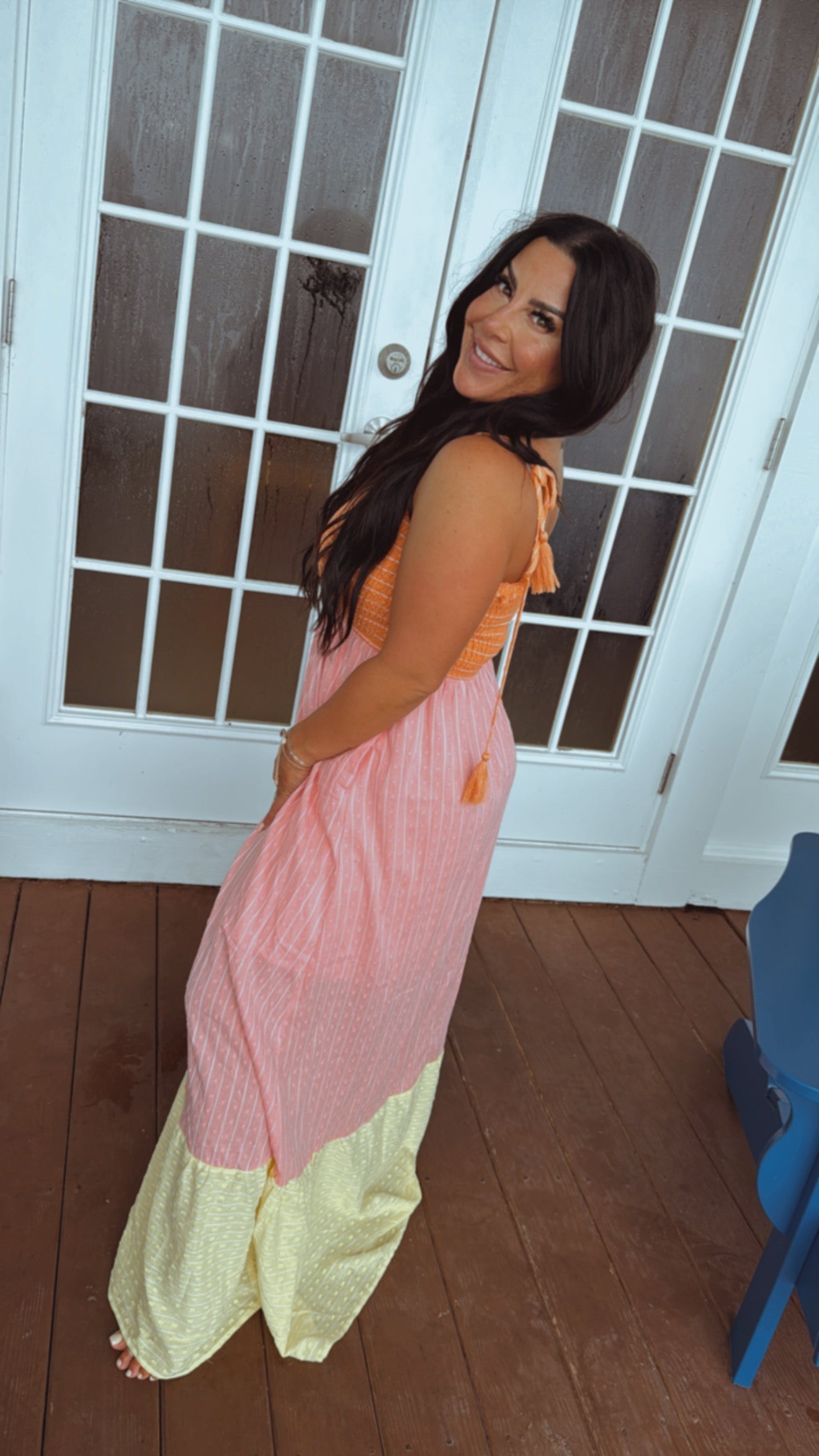 Orange Pink Yellow Maxi Dress