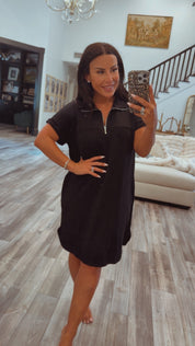 Heaven Soft Black 1/4 Zip Dress