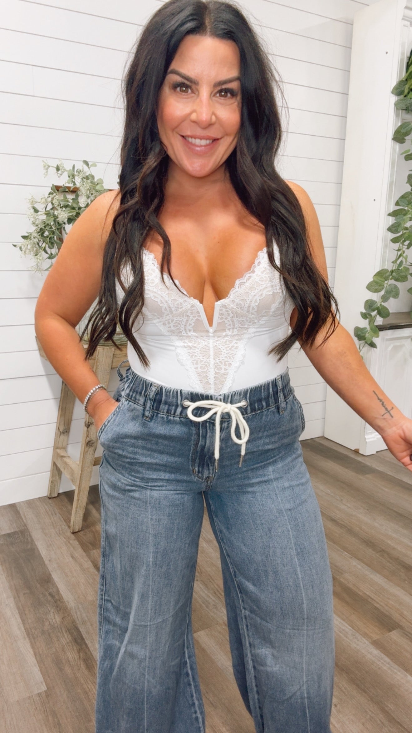 Sassy White Lace Tummy Control Body suit