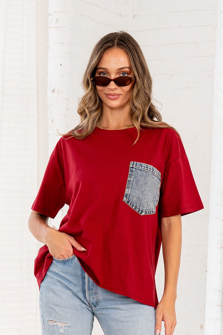 Chic Crewneck Pocket Top