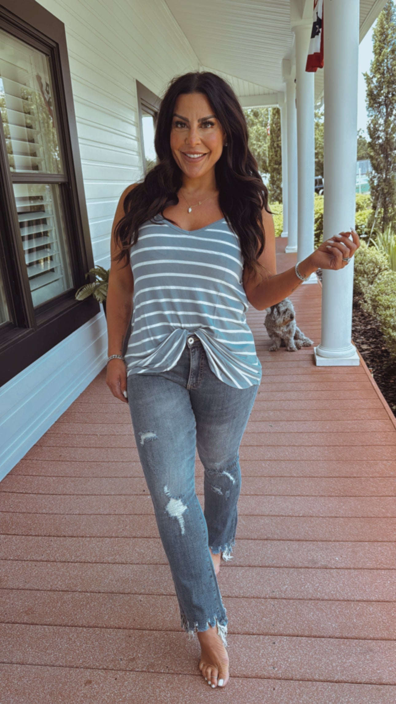 Saige Dark Wash Shark Bite Ripped Jeans