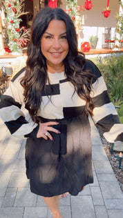 Black And Cream Cozy Co Sweater Dress