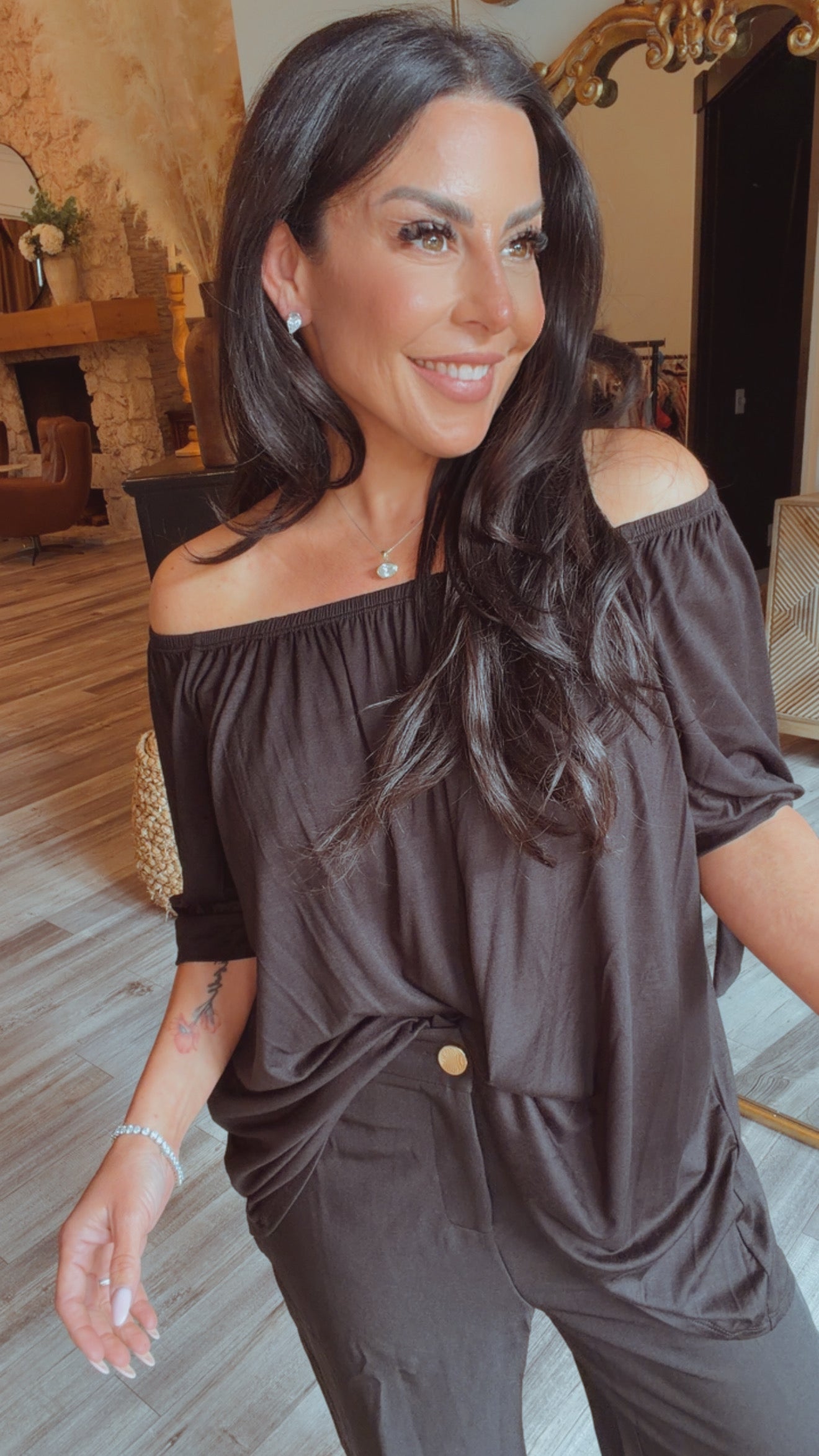 Sassy Black One Shoulder Top
