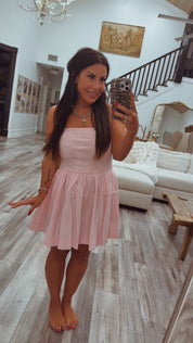 Chic Baby Pink Strapless Mini Dress