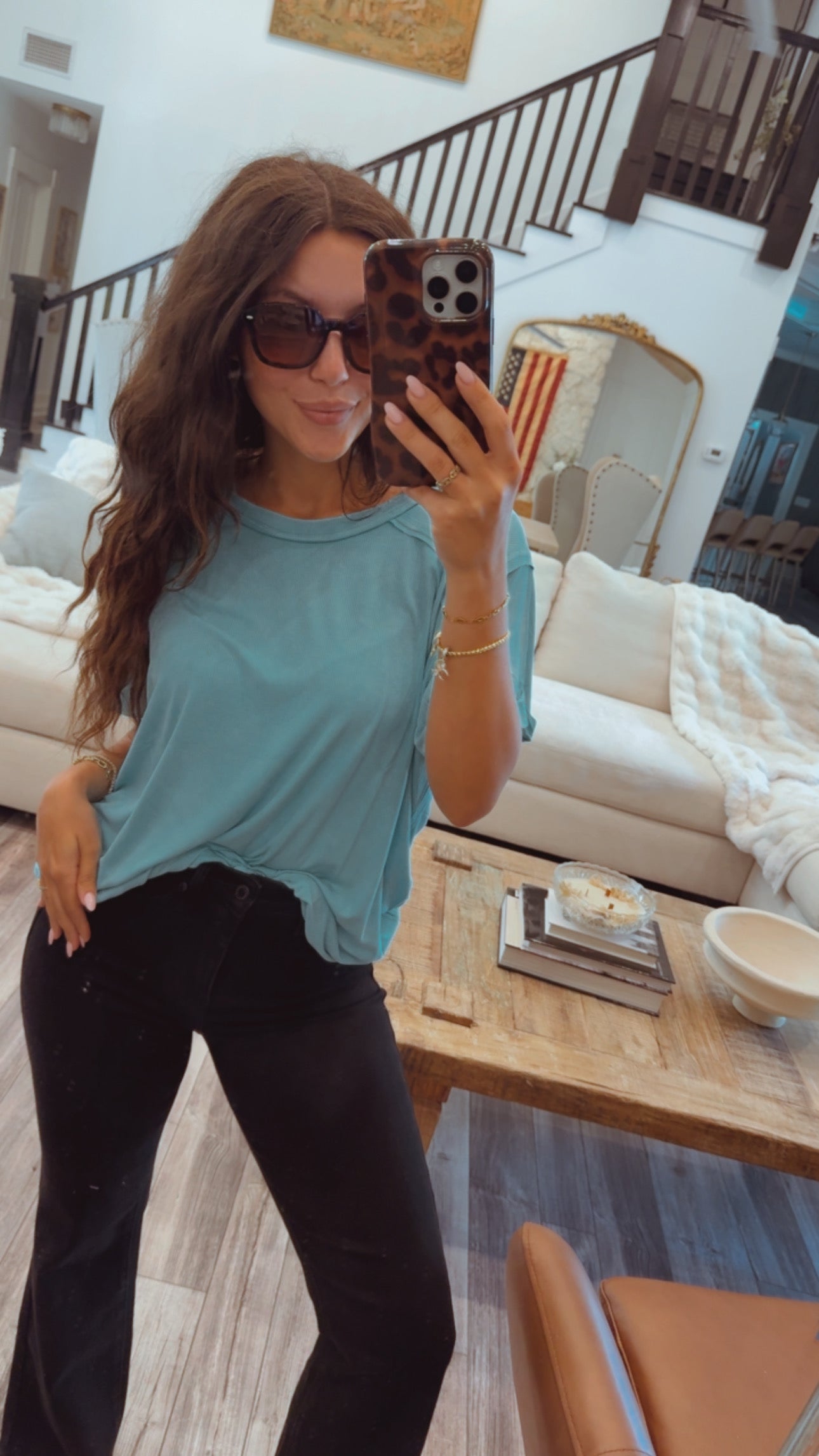 Ultra Soft Ribbed Seafoam Oversized Top