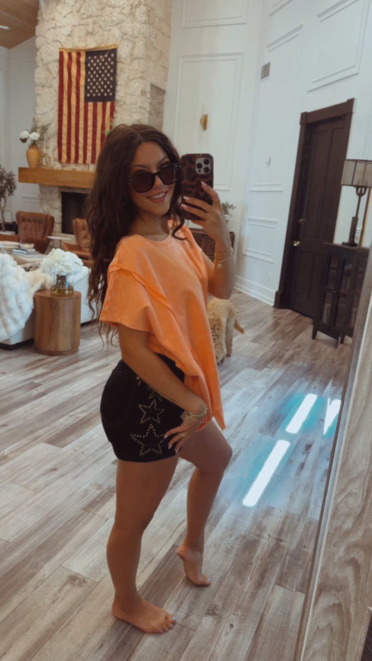 Ultra Soft Coral Acid Wash Oversize Top