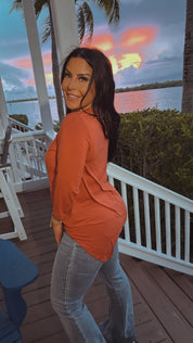 Ultra Soft 1/4 Sleeve Rust Top