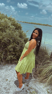 Lime Green Tiered Baby Doll Dress