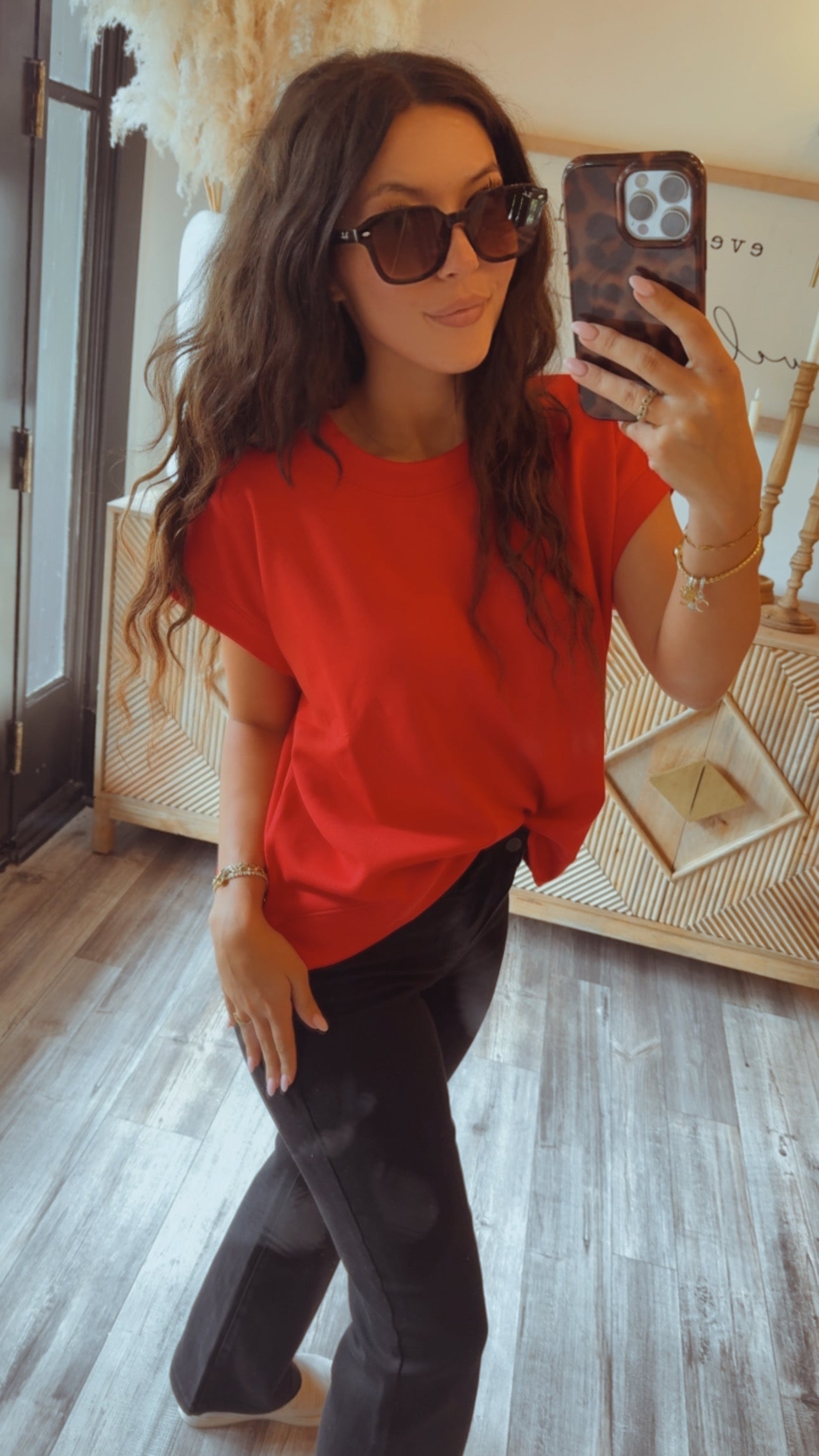 Ultra Soft Red Short Sleeve Scuba Top