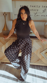 Black and White Polka Dot Wide Leg  Trousers