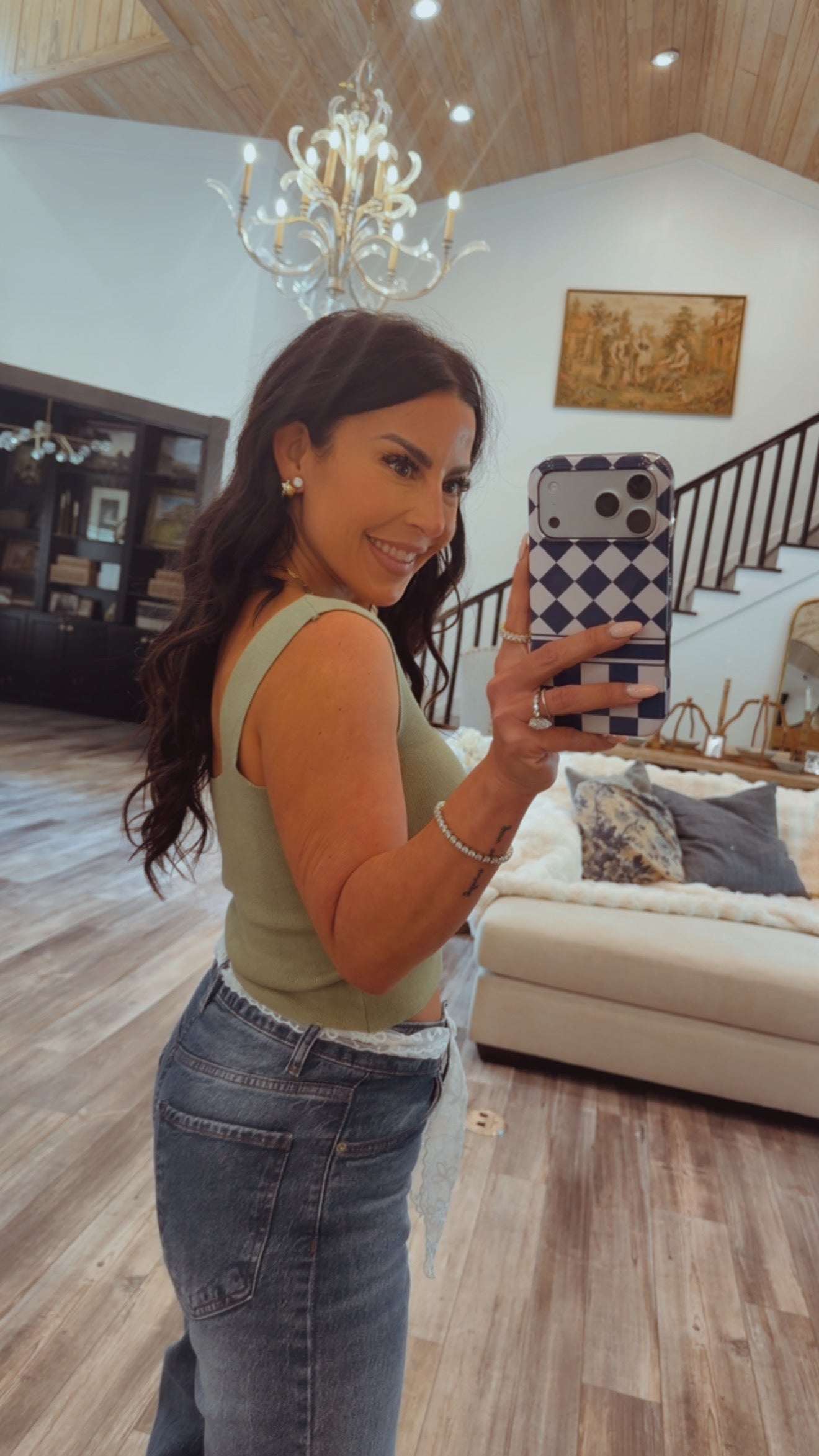 Chic Olive Knit Crop Tank
