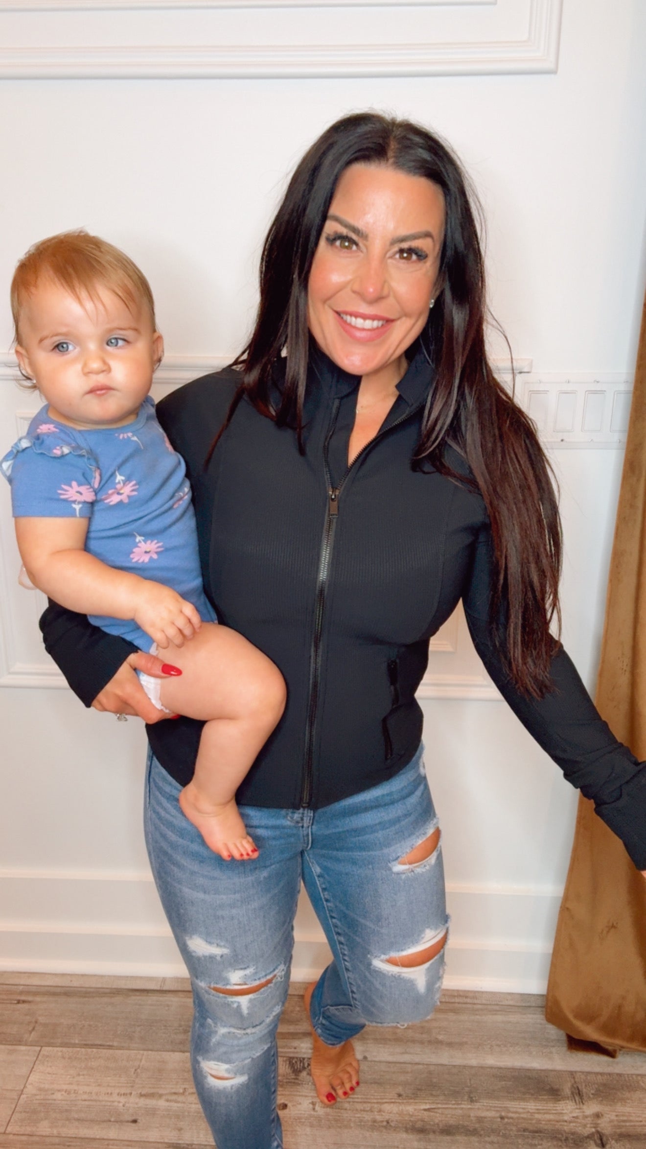 Rae Mode Black ribbed Zip Up Jacket