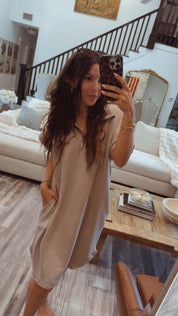 Heaven Soft Taupe 1/4 Zip Dress