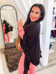Lightweight Ultra Soft Black Ruffle Cardi