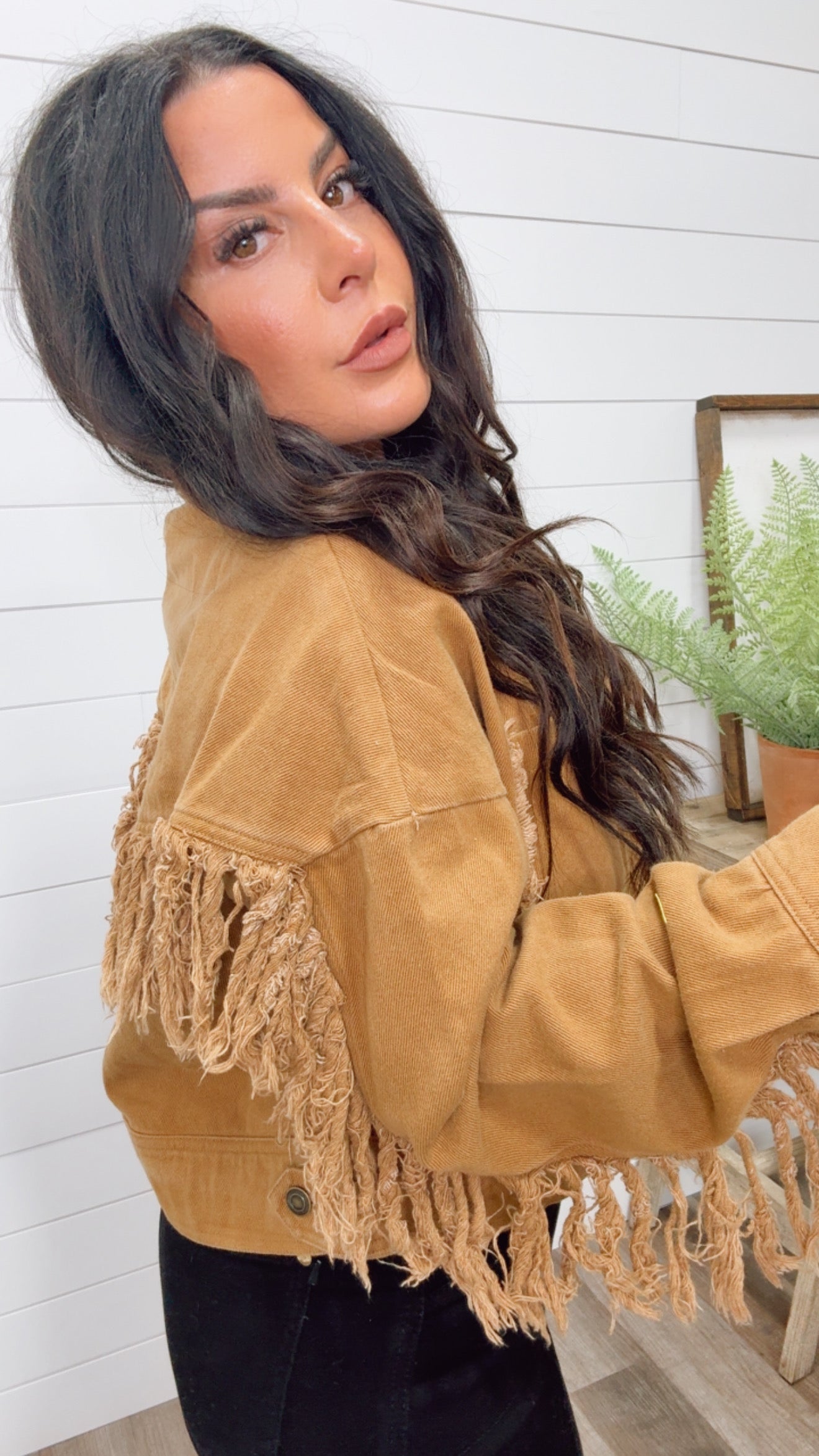 Distressed Camel Denim Oli and Hali Jacket