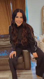Chic Black and White Piped Ultra Soft Rae Mode Joggers