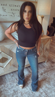 Sassy Black Ruffle Sleeve Crop Top