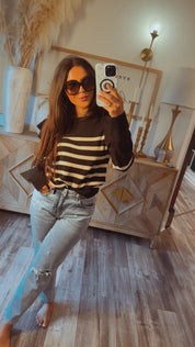 Black and Ivory Knit Sweater