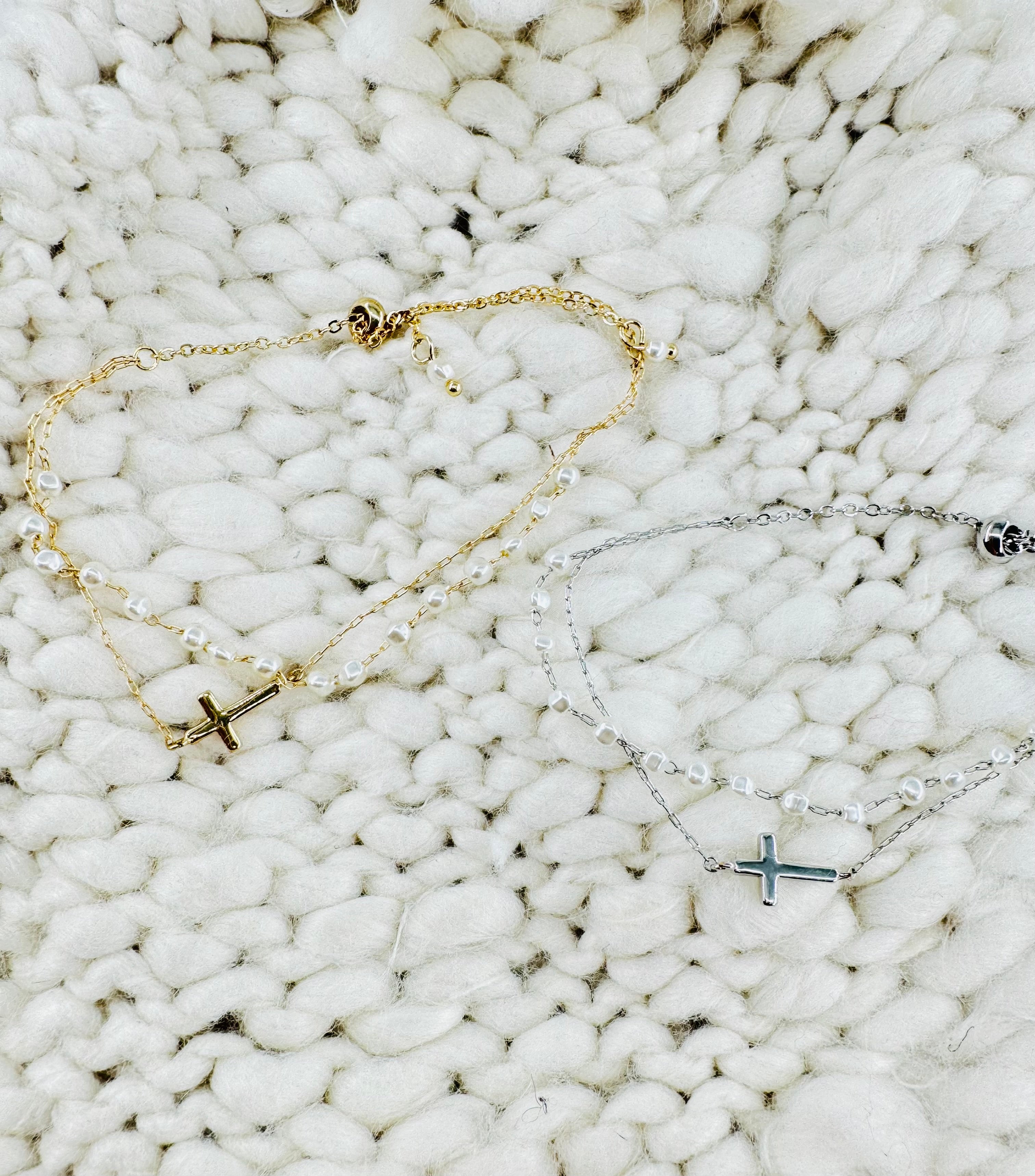 Pearl Cross Bracelet