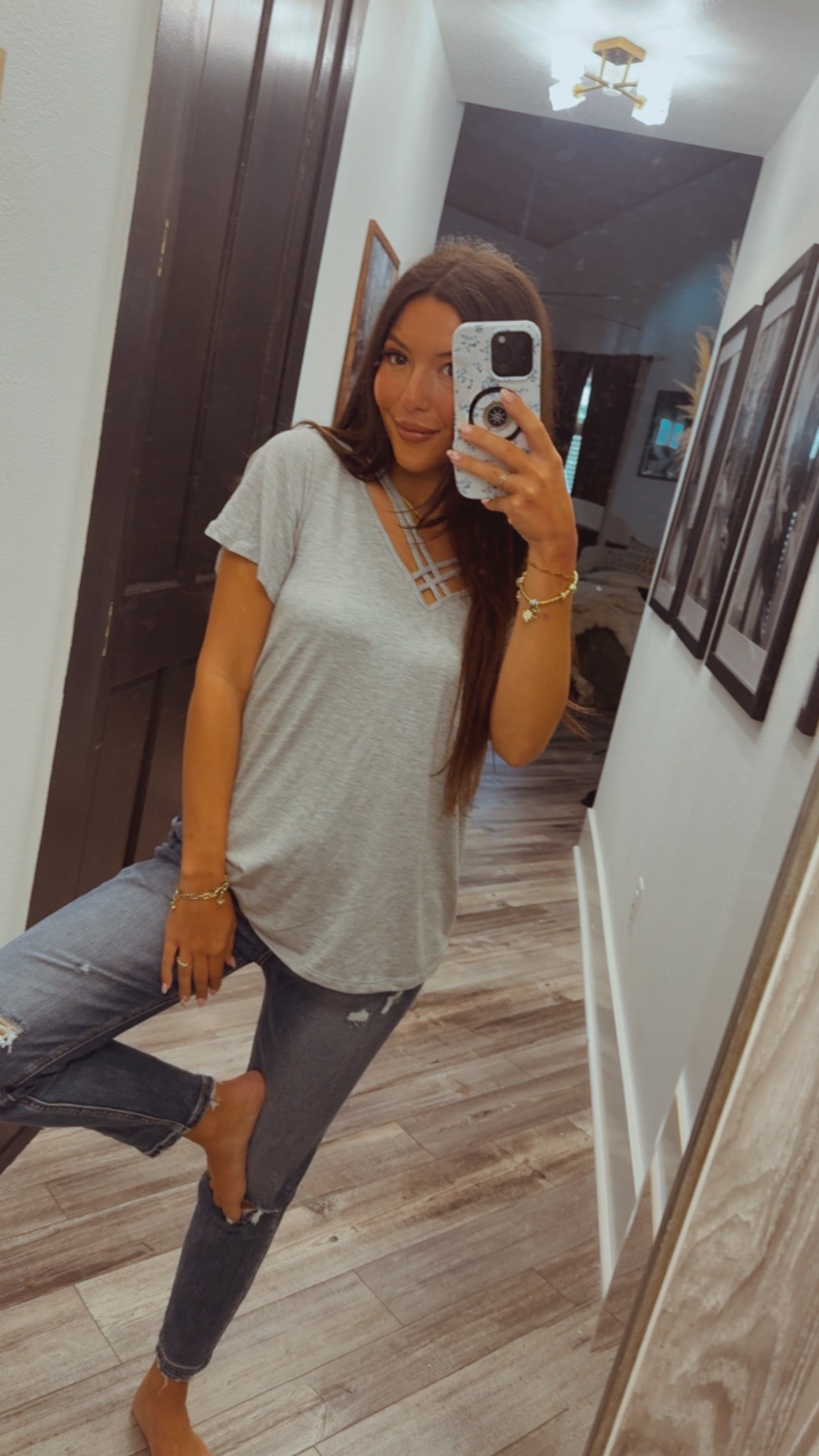 Heather Grey Short Sleeve Top
