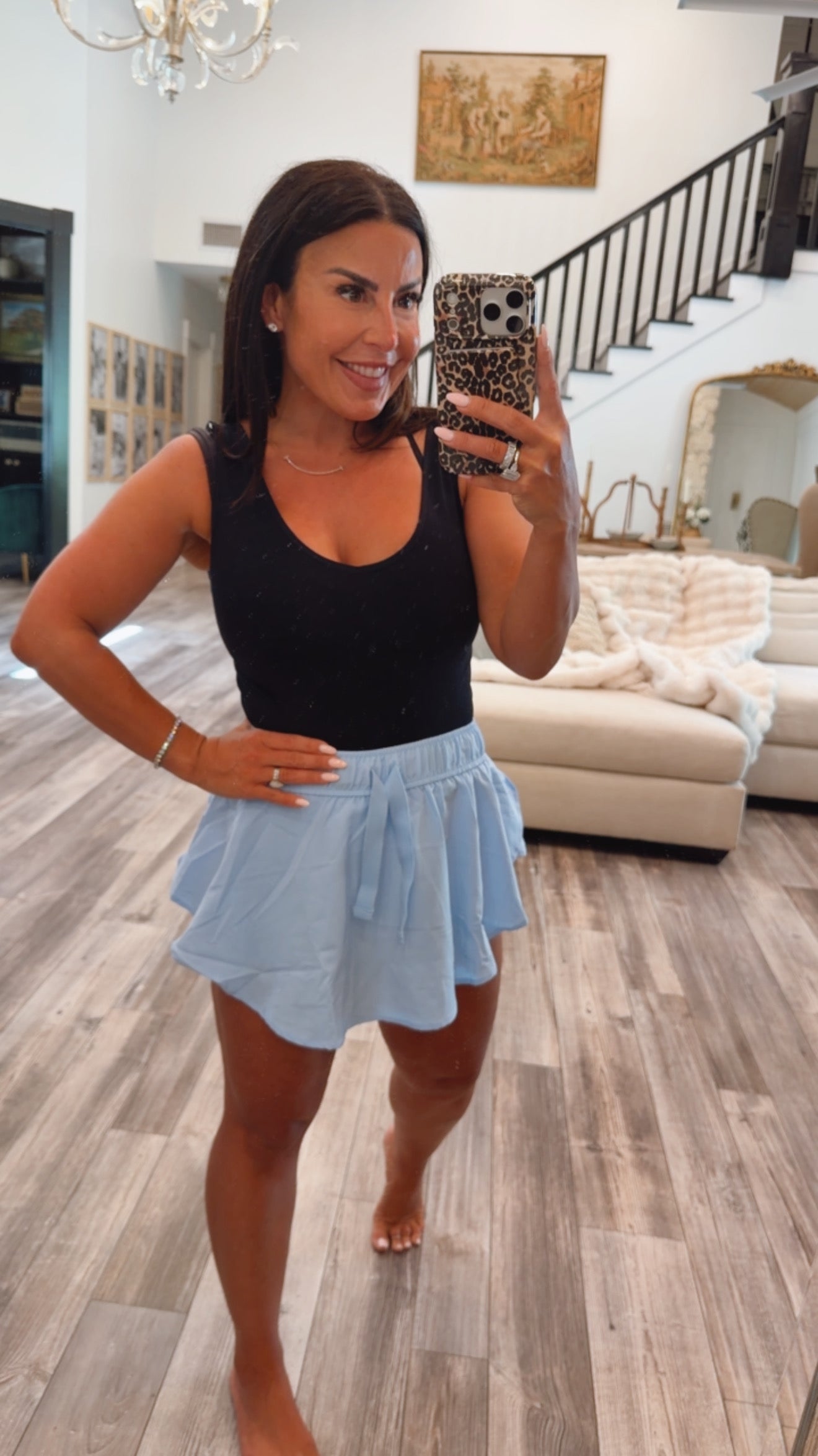 Light Blue Athletic Flowy Skort