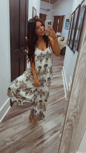 Black and Cream Chic Floral Jumpsuit