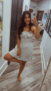 Chic Navy Stripe Strapless Romper