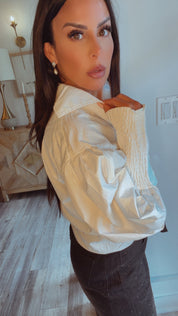 Chic White Cropped Elegant Blouse