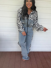 Denim And Cheetah Diva Sparkle Two Piece Set