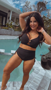 Sassy Black Two Piece Tummy Shaping Bathing Suit