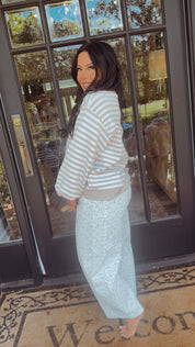 Stich and Co Chic Taupe and White Stripe Knit Luxe Sweater