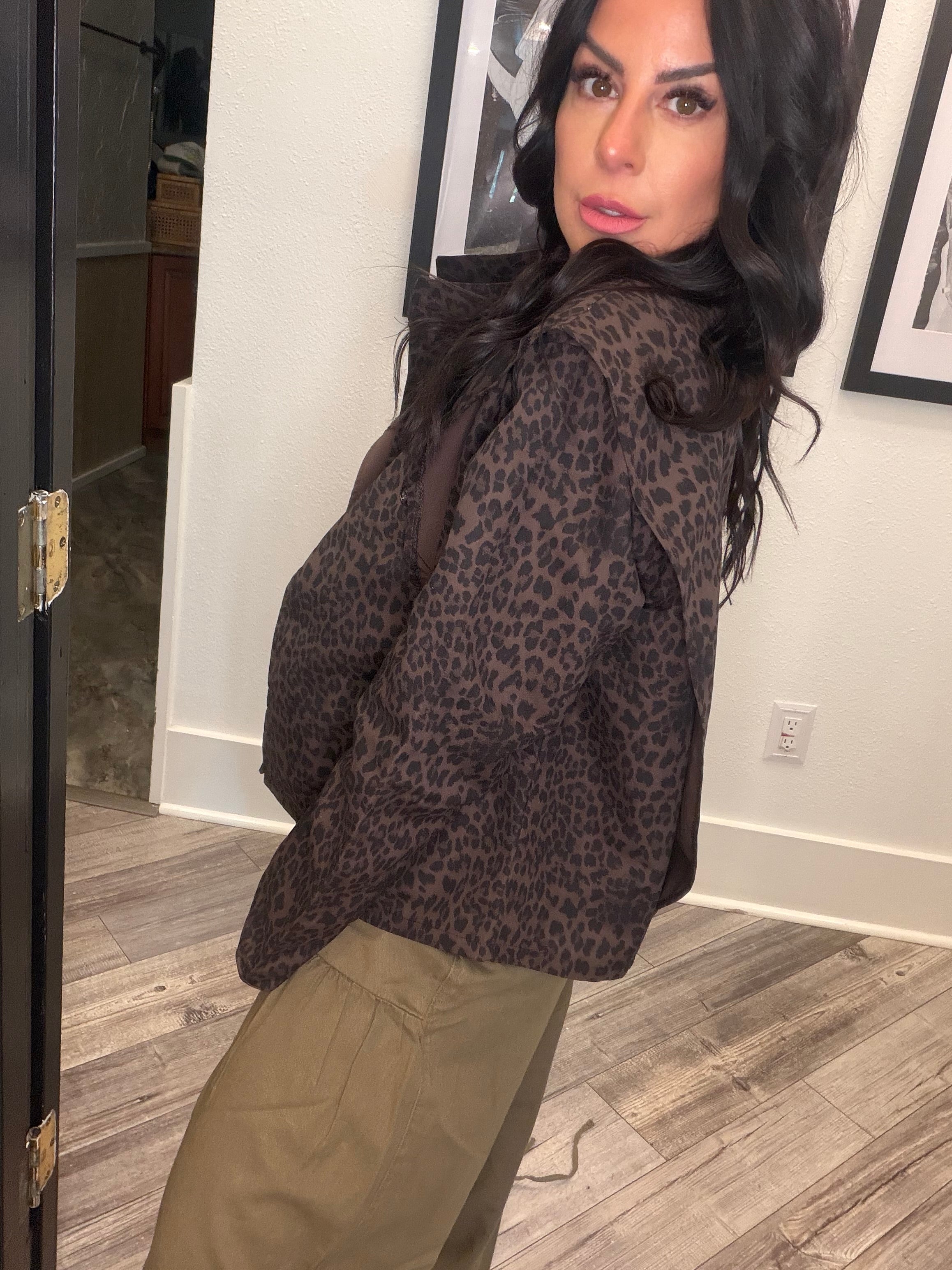 Brown Leopard Button Up Shacket
